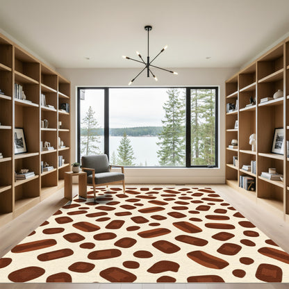 Brown And Cream Abstract Shape Rug