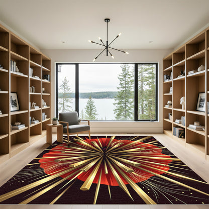 Crimson Gold Starburst Poppy Rug
