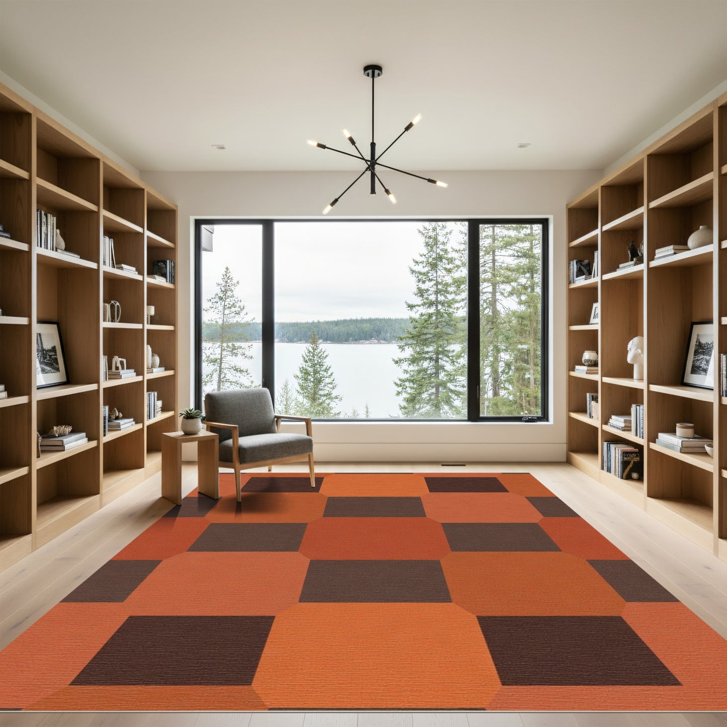 Terracotta Amber Octagon Checker Rug