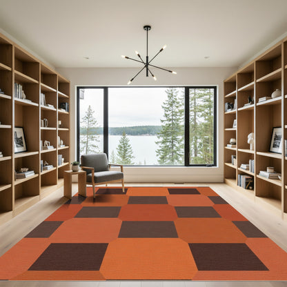 Terracotta Amber Octagon Checker Rug