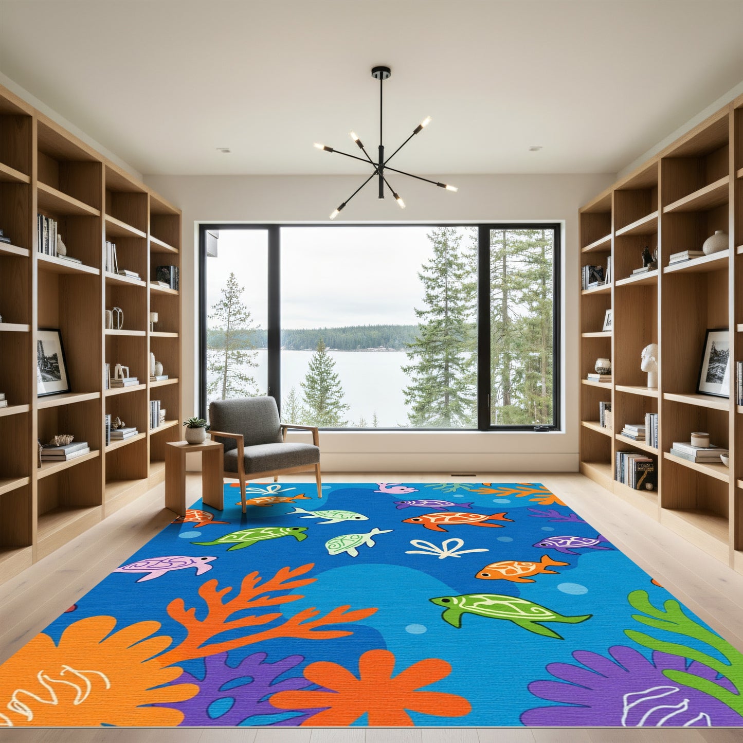 Oceanic Fish Coral Turtle Whimsy Rug
