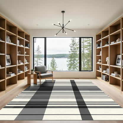 Monochromatic Plaid Horizontal Lines Rug