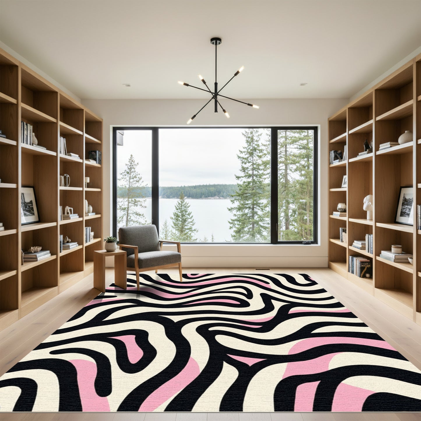 Bold Pastel Zebra Waves Rug