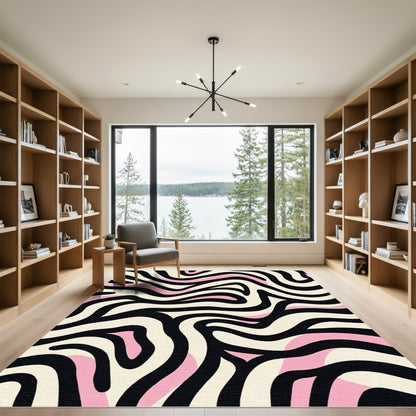 Bold Pastel Zebra Waves Rug