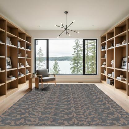 Earthy Camouflage Squares Inlay Rug