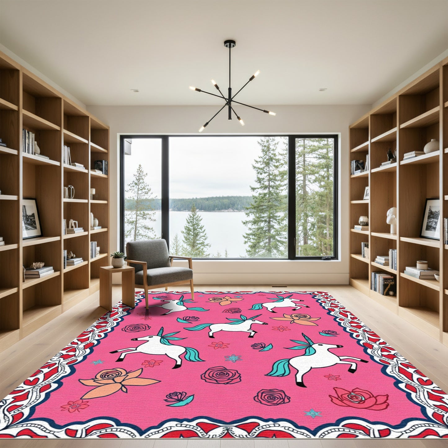 Pink Unicorn Rose Garden Rug
