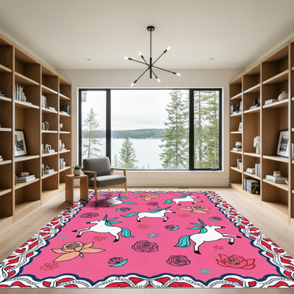 Pink Unicorn Rose Garden Rug