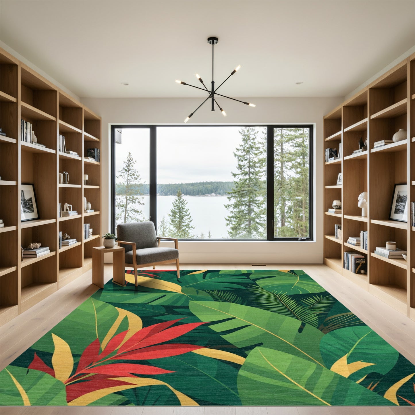 Vibrant Tropical Leaf Forest Rug