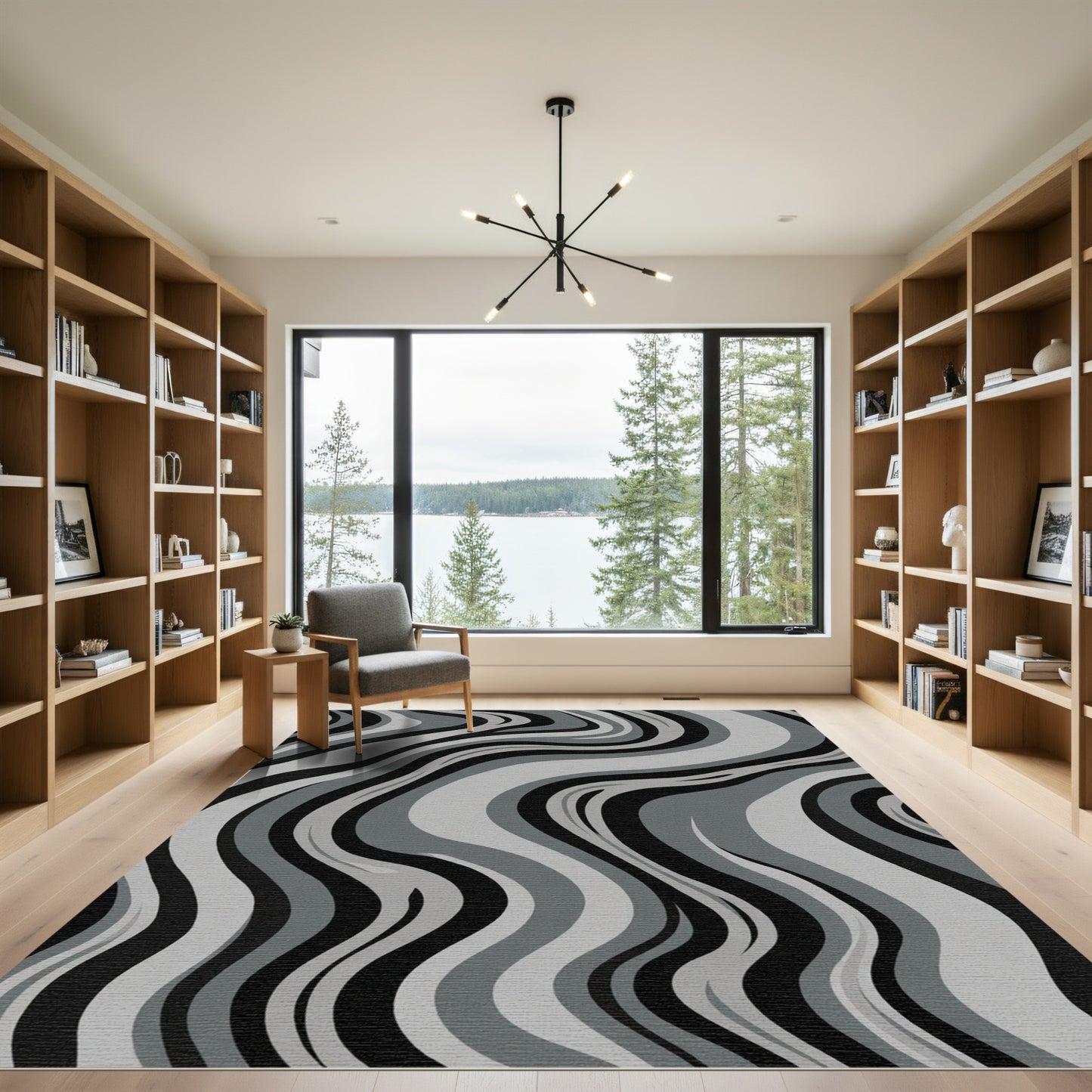 Monochromatic Marble Swirled Abstract Rug