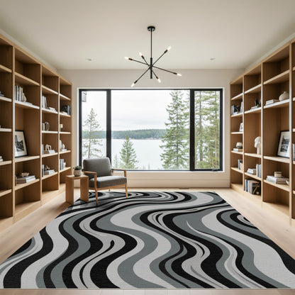 Monochromatic Marble Swirled Abstract Rug
