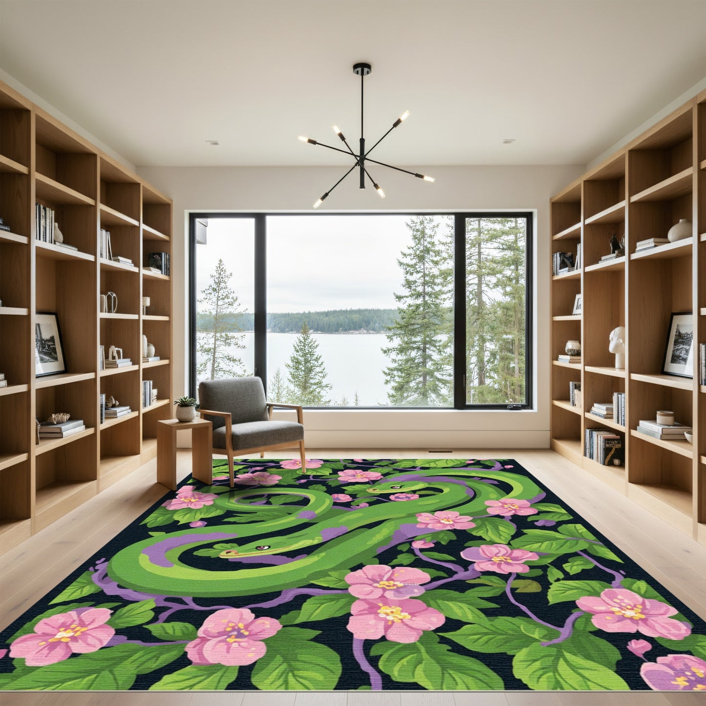 Serpentine Pink Blossom Serpent Garden Rug