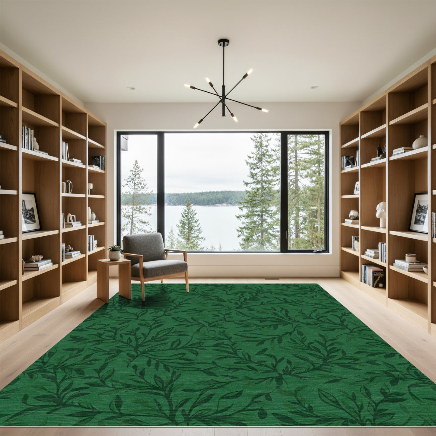 Deep Emerald Branch Foliage Rug