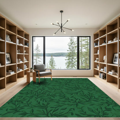 Deep Emerald Branch Foliage Rug