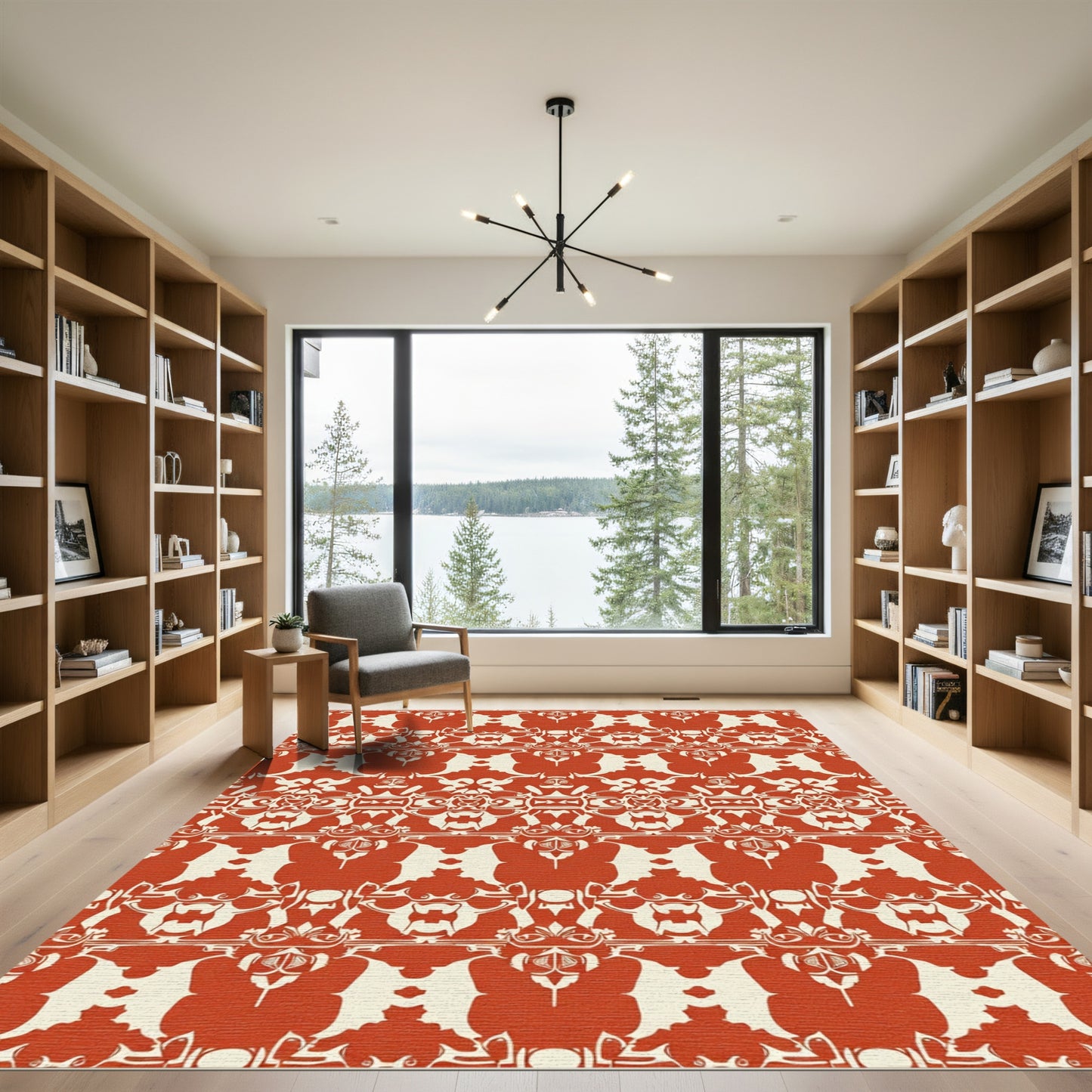 Terracotta Cream Symmetry Abstract Rug
