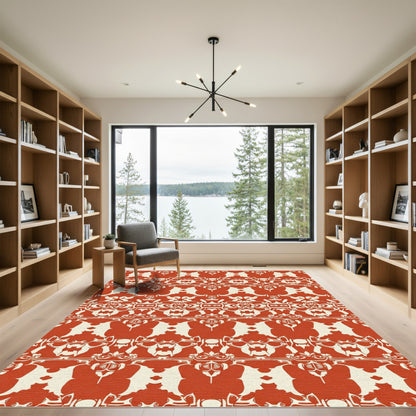 Terracotta Cream Symmetry Abstract Rug