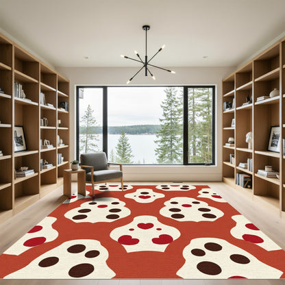 Terracotta Red Heart Blob Rug