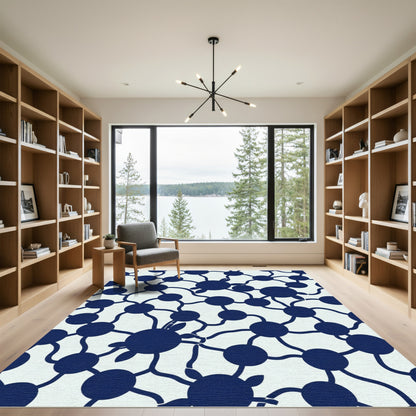 Indigo Circles Network Art Rug