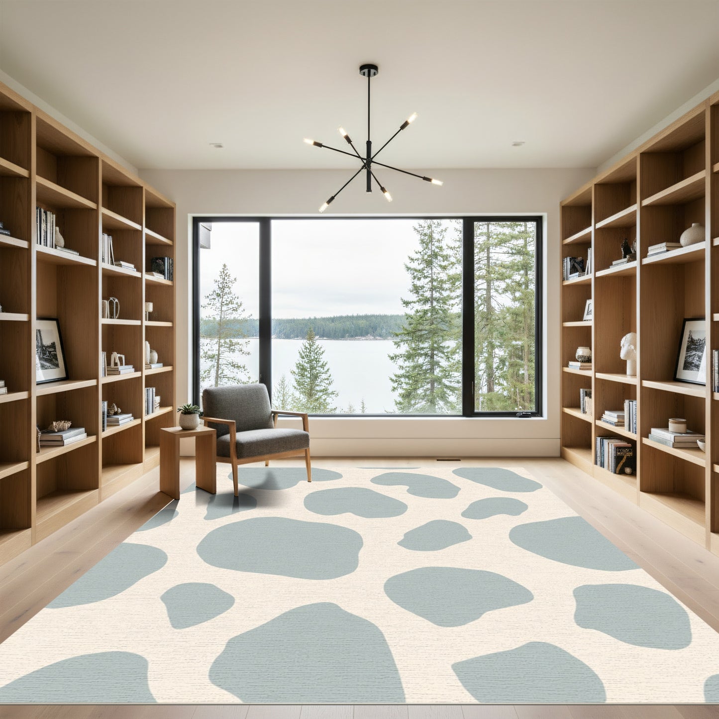 Pale Blue Holstein Spot Abstract Rug