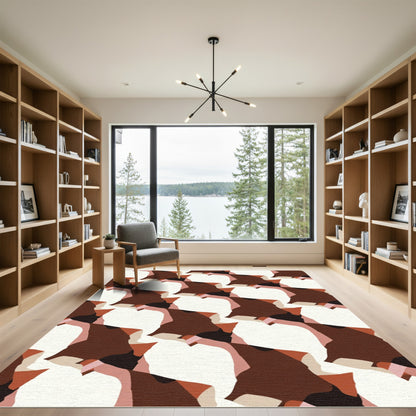 Abstract Earthy Tone Interlocking Shapes Rug