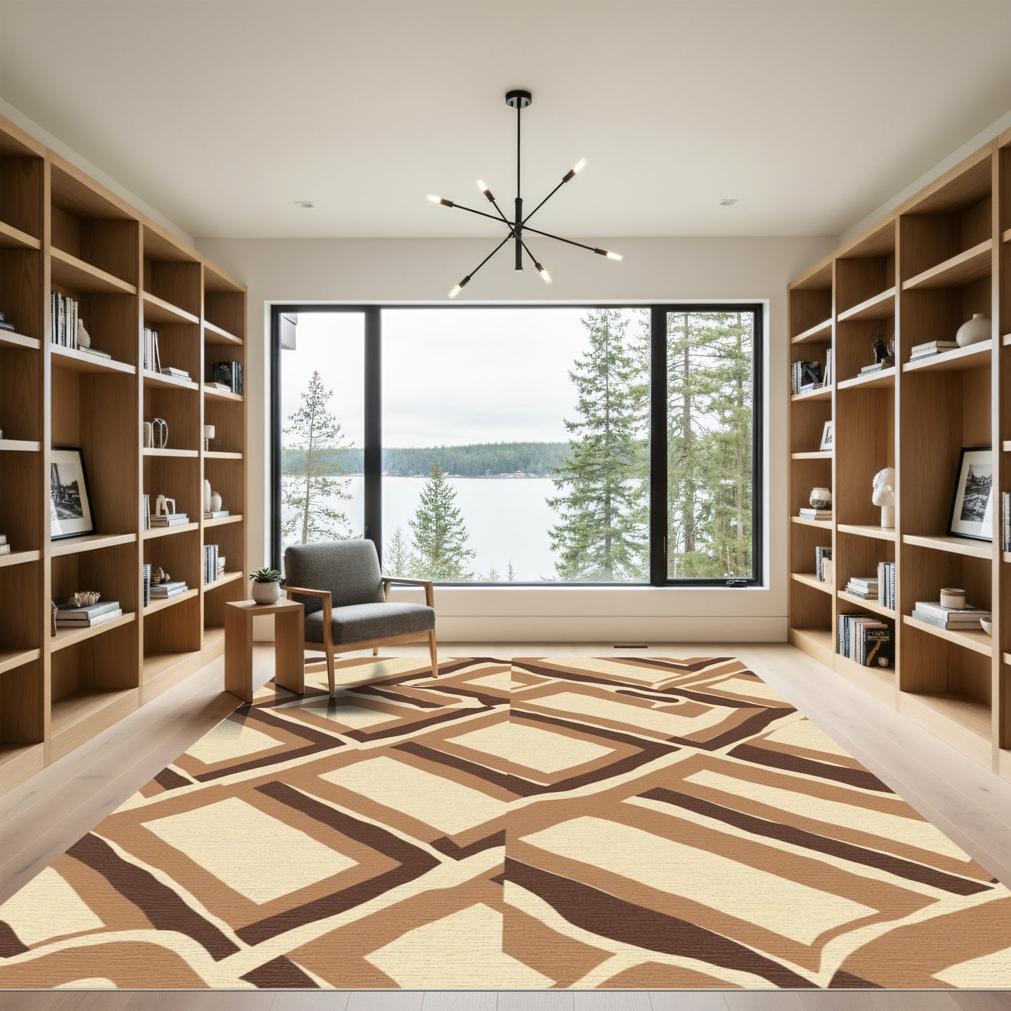 Earthy Geometric Blocks Abstract Landscape Rug