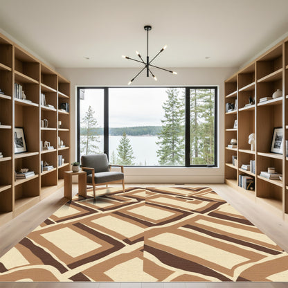 Earthy Geometric Blocks Abstract Landscape Rug