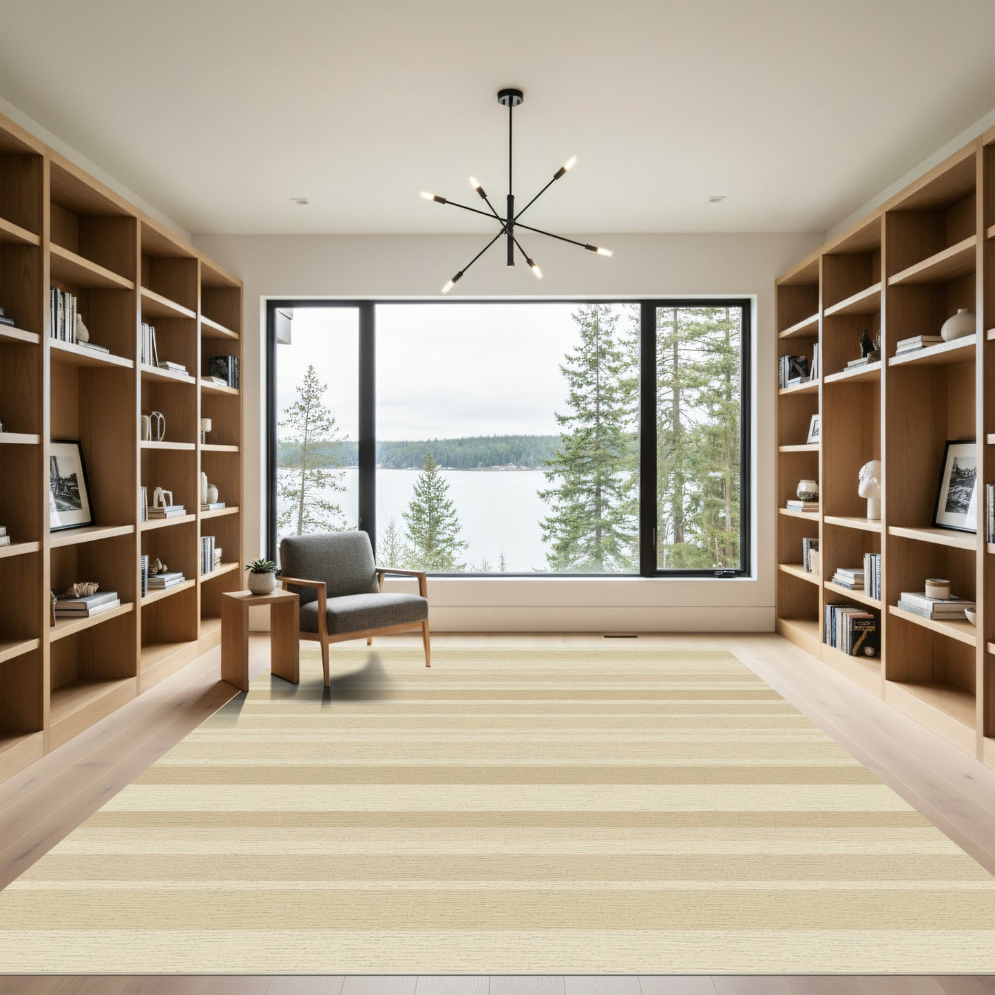 Earthy Tan Horizontal Stripe Rug