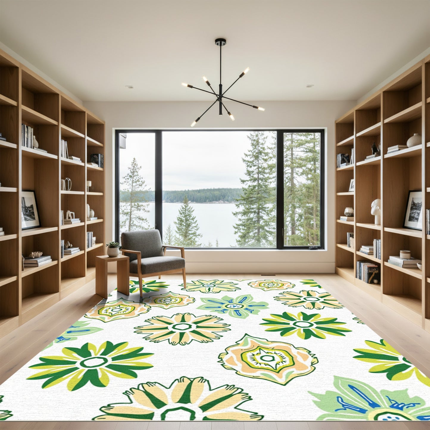 Green Yellow Floral Medley Harmony Rug