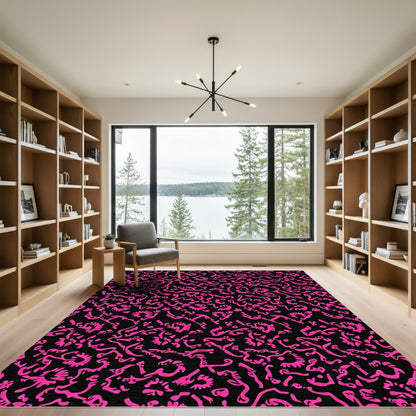 Hot Pink Abstract Organic Swirl Rug