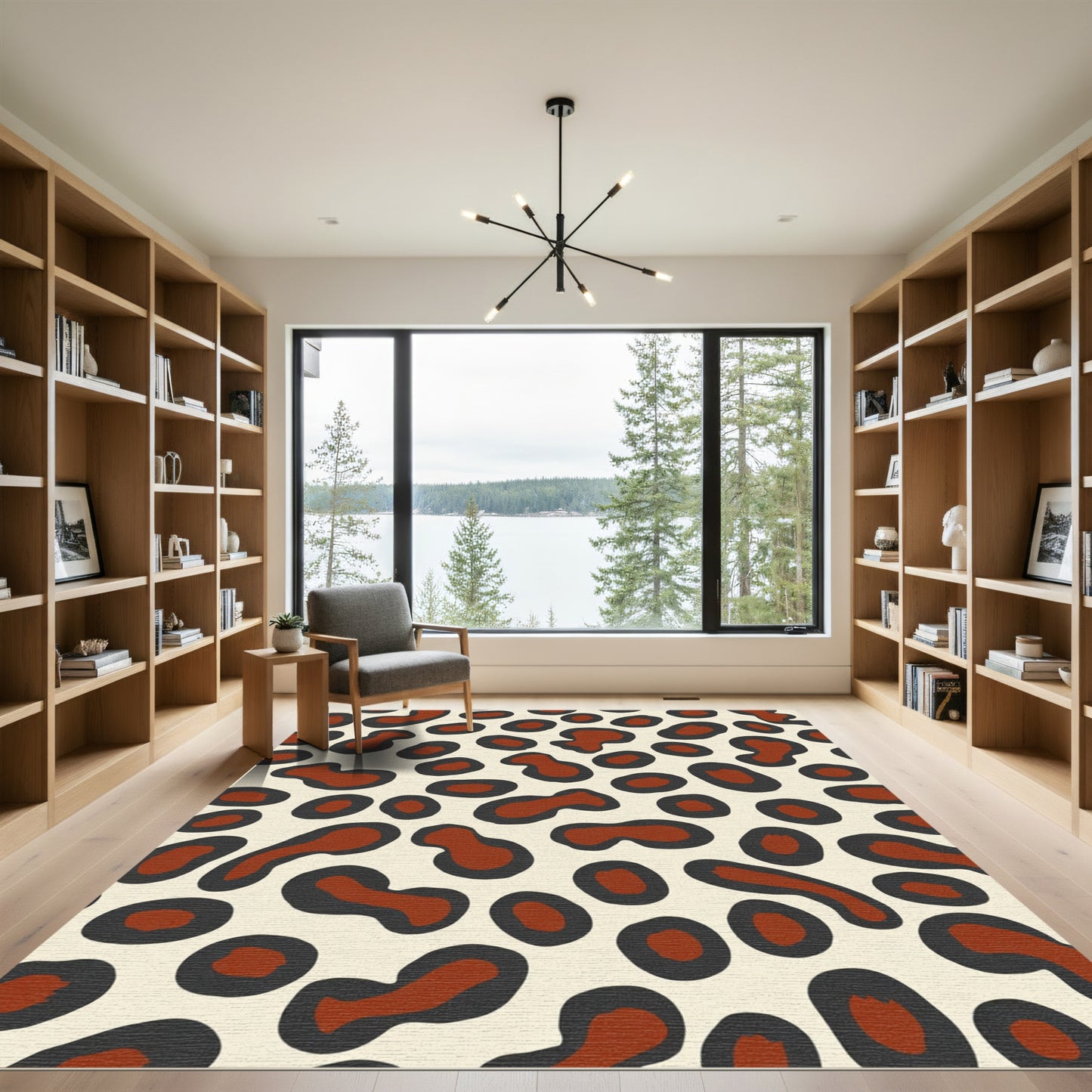 Trendy Brown Black Spots Rug