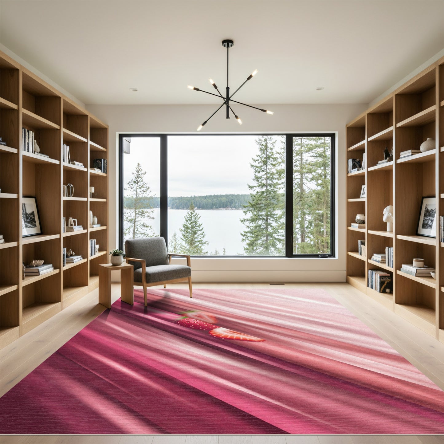 Strawberry Pink Diagonal Stripe Rug