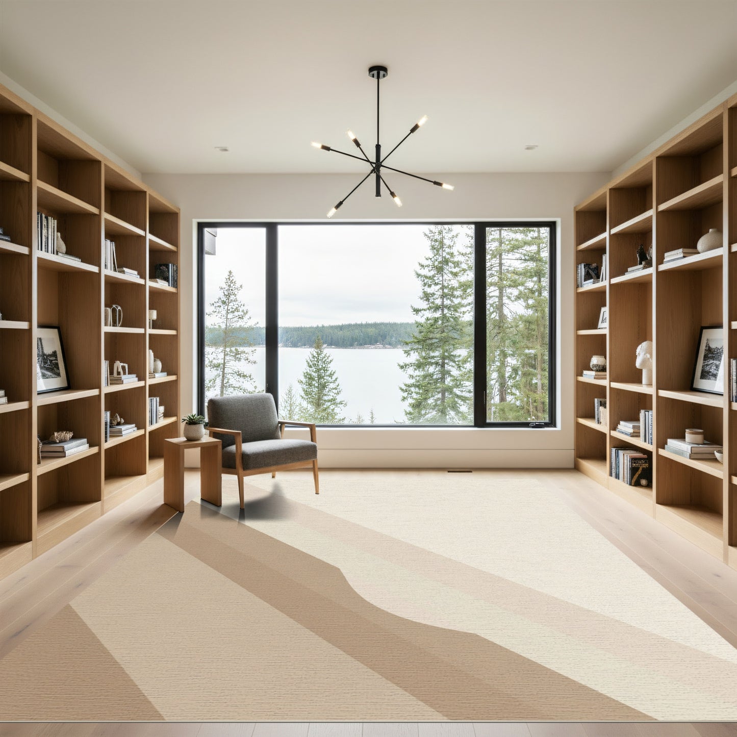 Neutral Tones Diagonal Stripe Abstract Rug