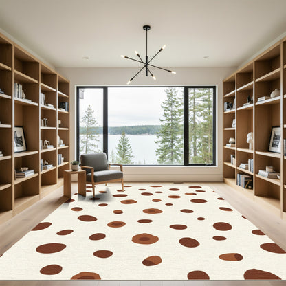 Earthy Brown Polka Dot Scatter Rug