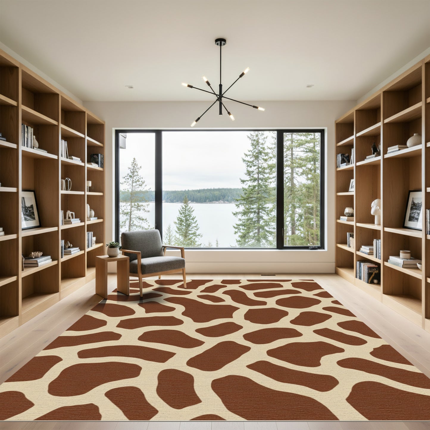 Brown Beige Giraffe Spots Rug