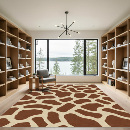 Brown Beige Giraffe Spots Rug