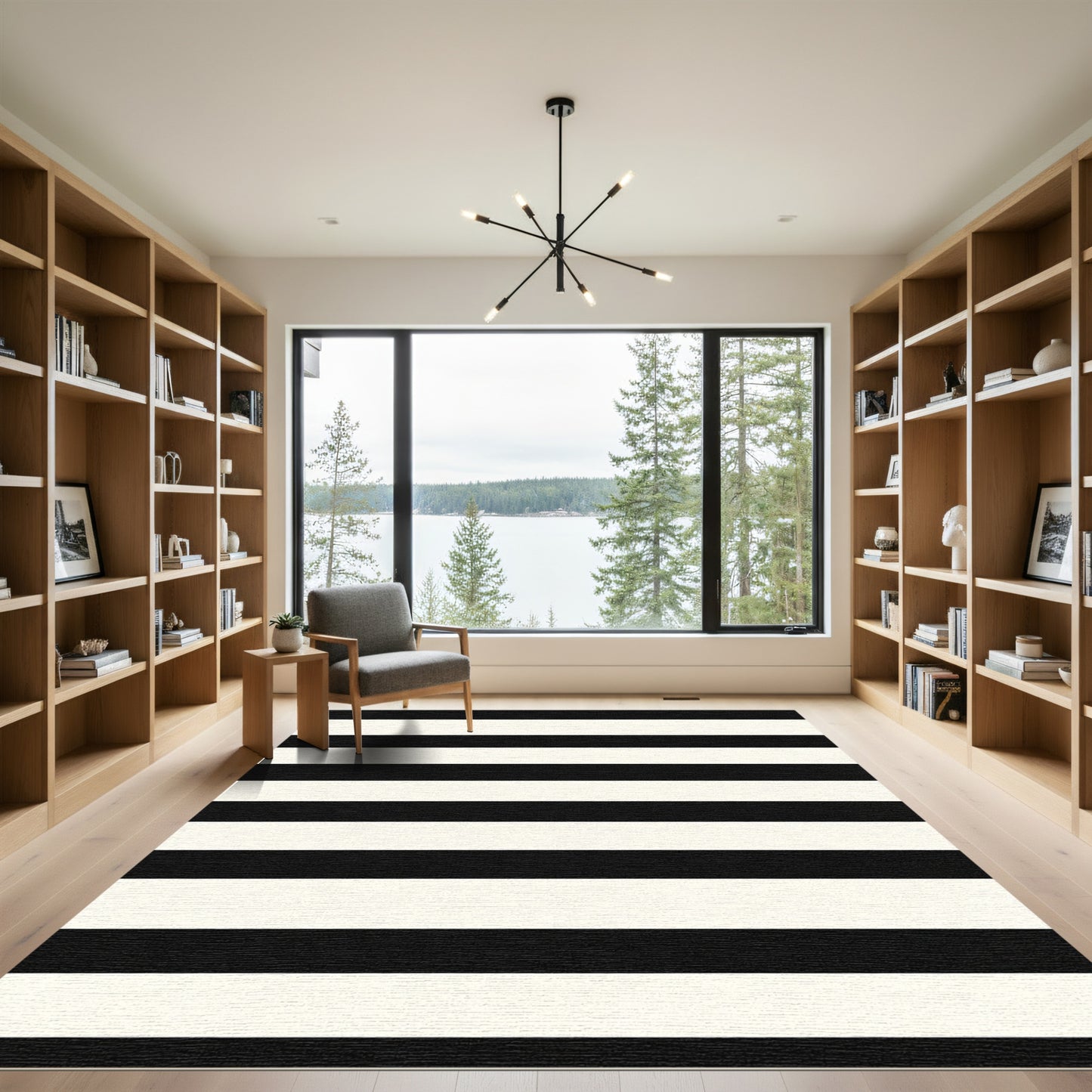 Thick Monochrome Horizontal Bands Rug