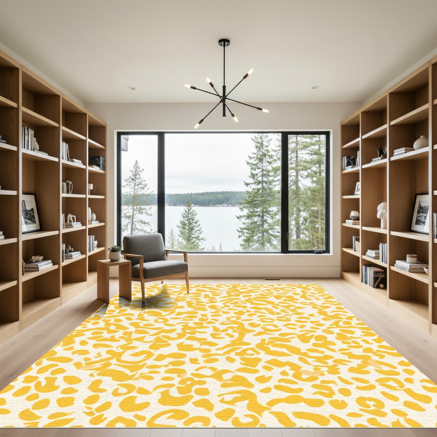 Golden Yellow Abstract Animal Print Rug