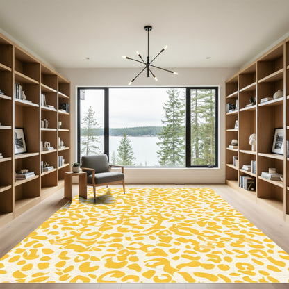 Golden Yellow Abstract Animal Print Rug
