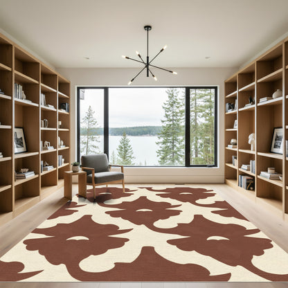 Chocolate Cream Curlicue Scroll Rug
