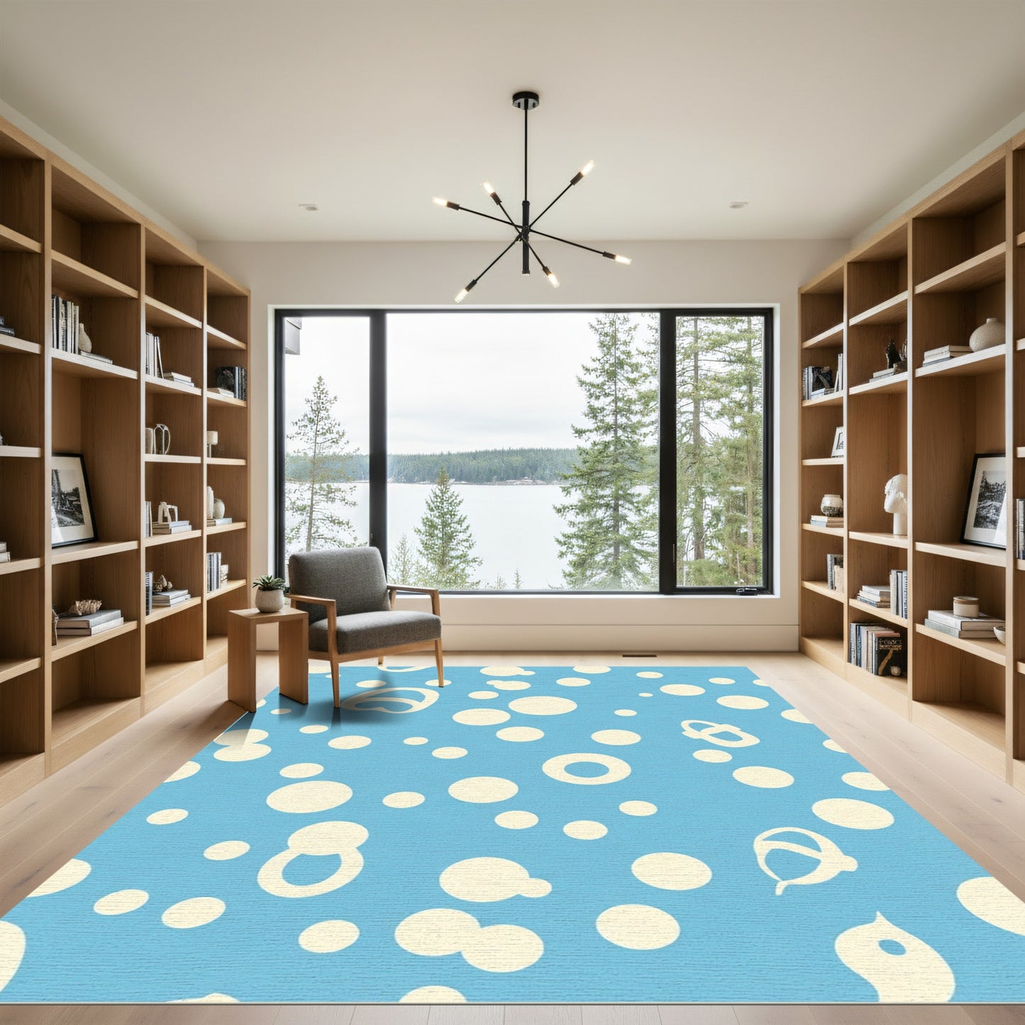 Light Blue Cream Bubble Scatter Rug