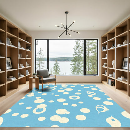 Light Blue Cream Bubble Scatter Rug