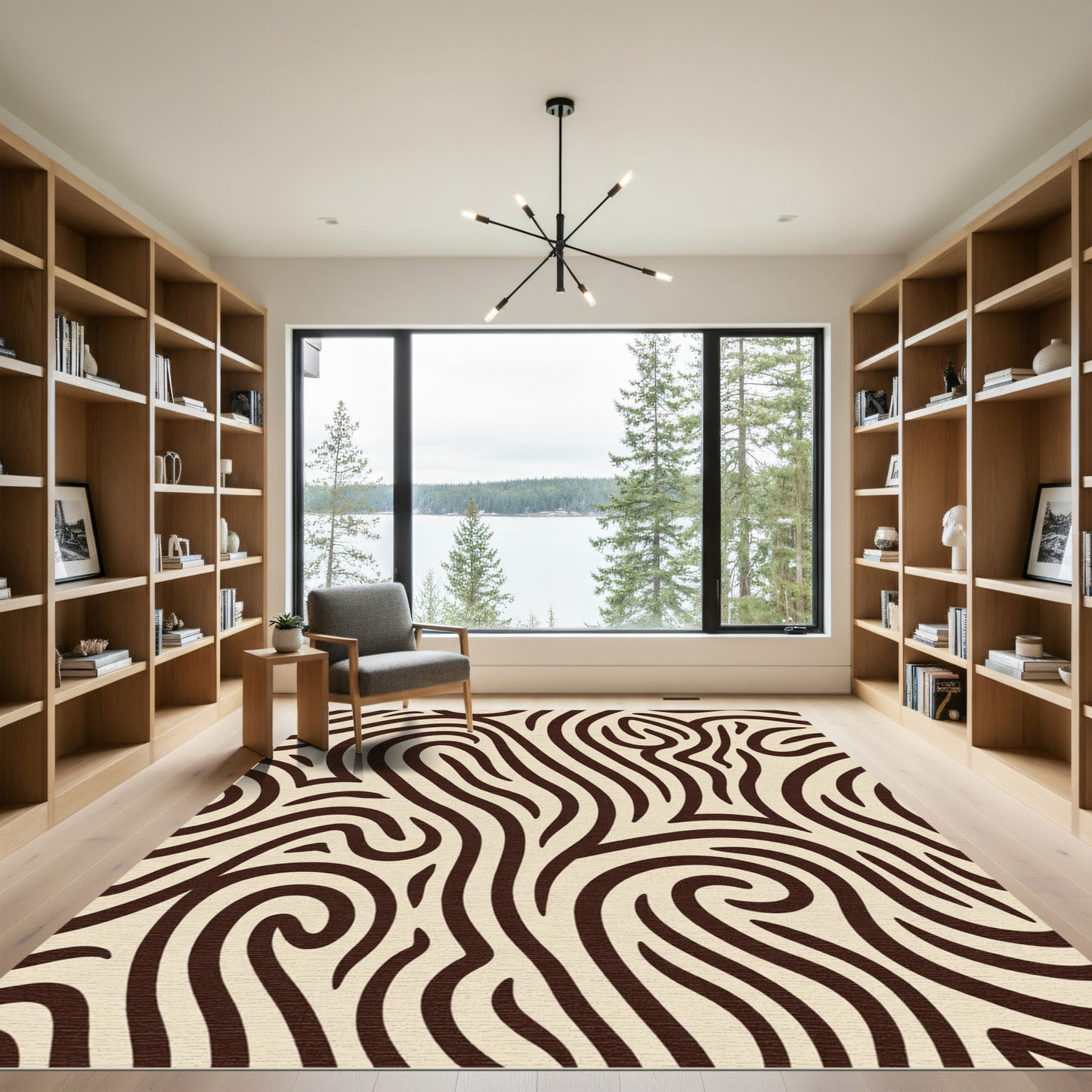Creamy Brown Organic Swirl Rug