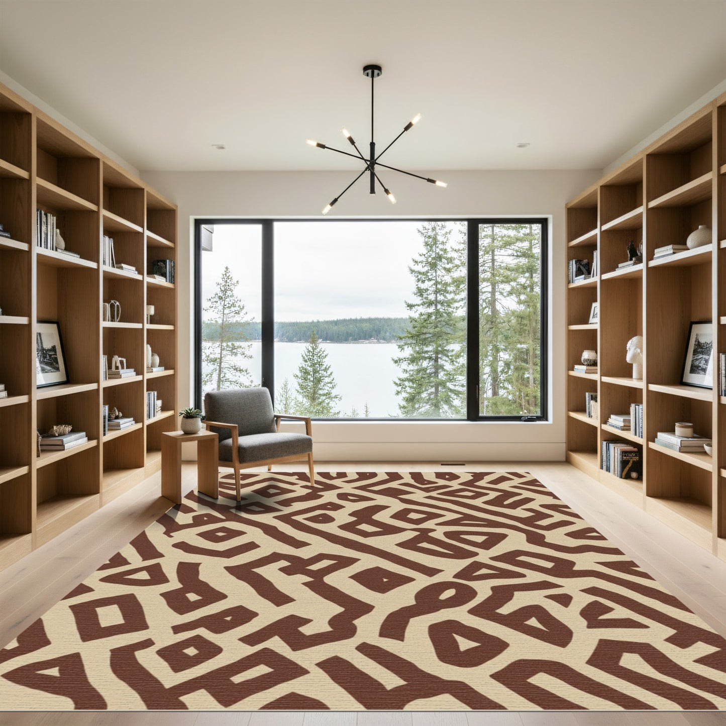 Brown Tan Geometric Tribal Rug