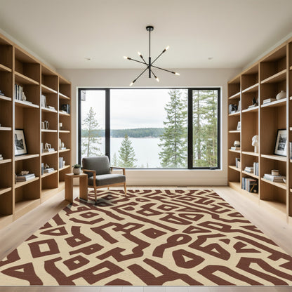 Brown Tan Geometric Tribal Rug