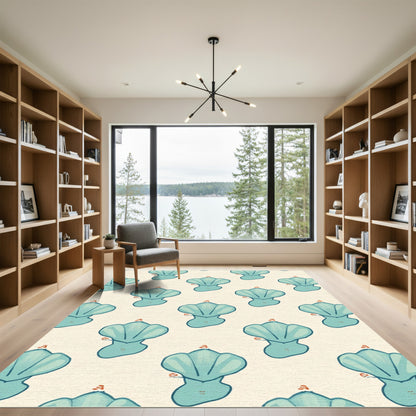 Whimsical Turquoise Seashell Repeat Rug