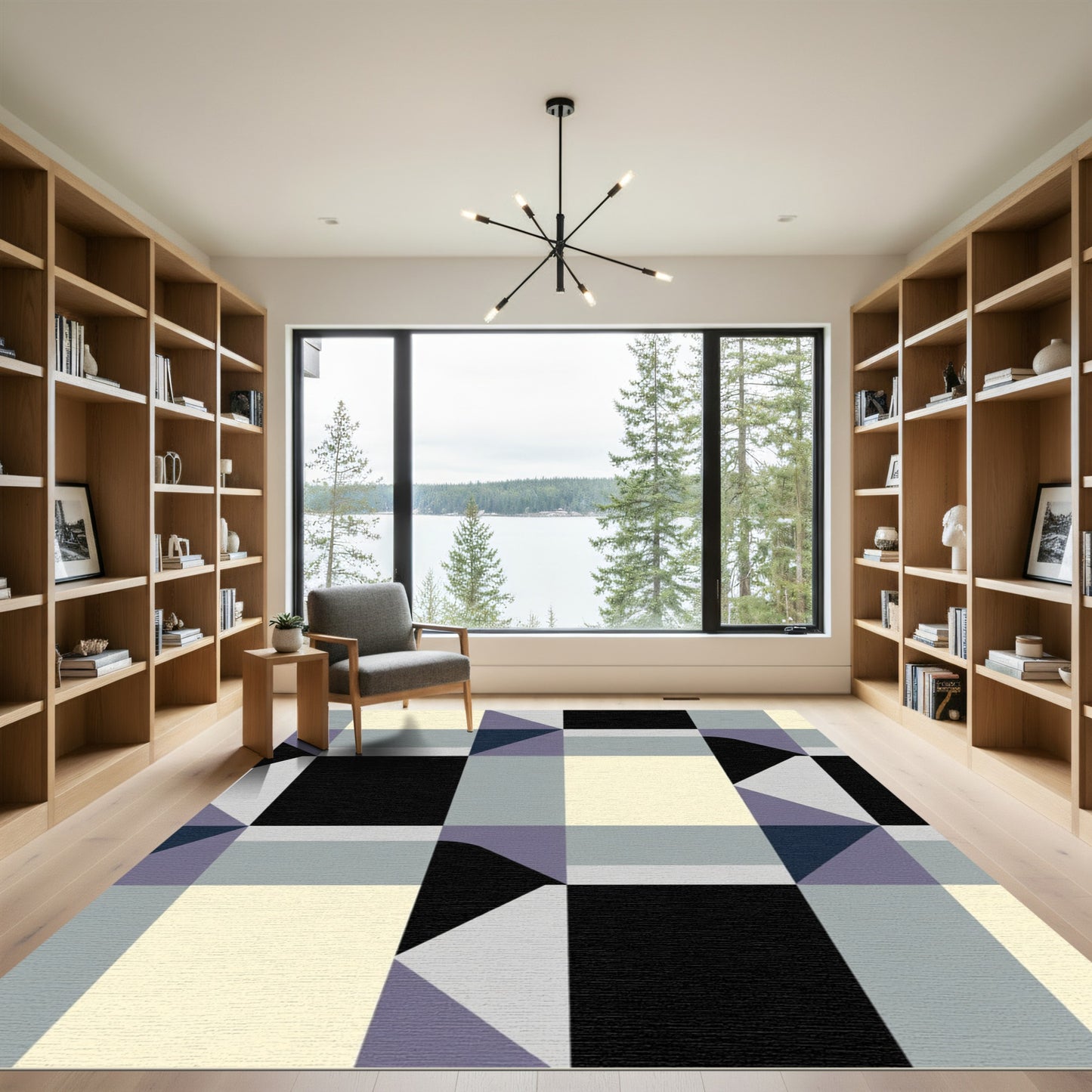 Modern Abstract Geometric Squares Rug