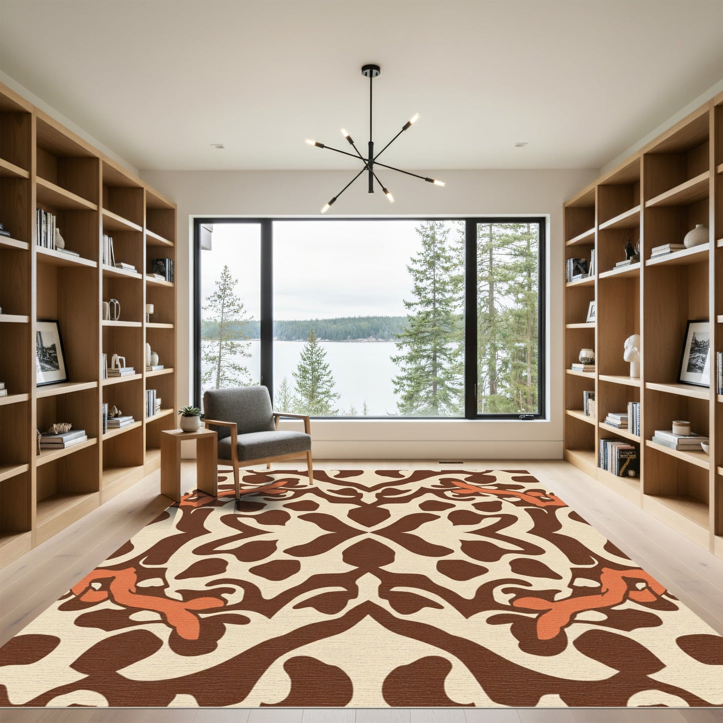 Warm Beige Saffron Accented Lattice Rug