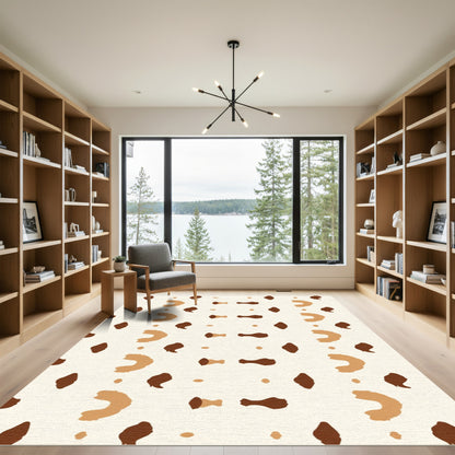 Neutral Brown Abstract Spots Rug