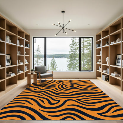 Bold Orange Swirl Accent Rug