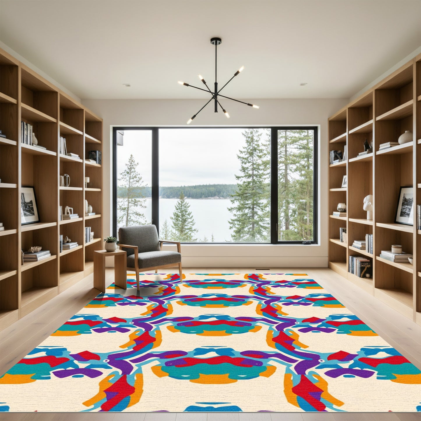 Vivid Abstract Organic Composition Rug