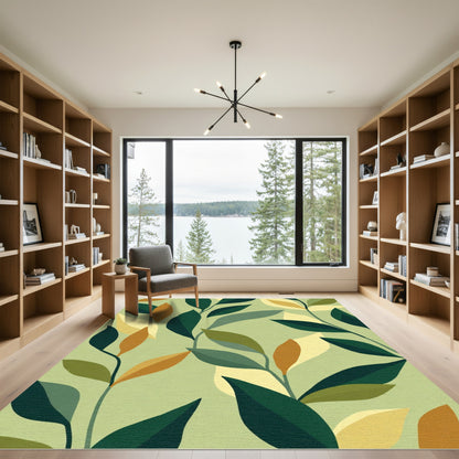 Muted Earth Tones Branching Foliage Rug